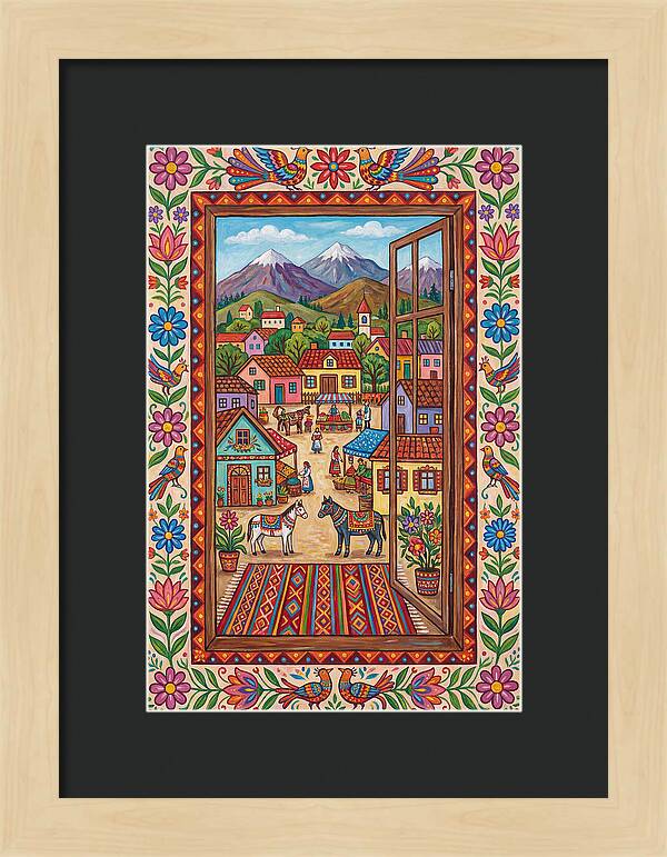 Window View Of A Vibrant Village