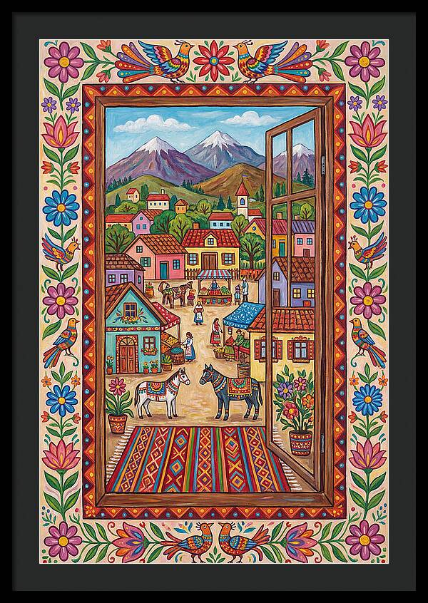 Window View Of A Vibrant Village