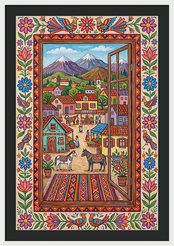 Window View Of A Vibrant Village