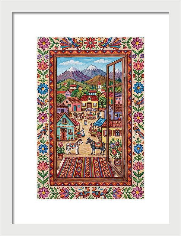 Window View Of A Vibrant Village