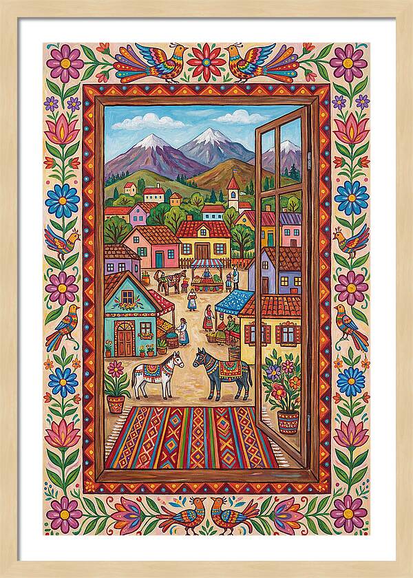 Window View Of A Vibrant Village