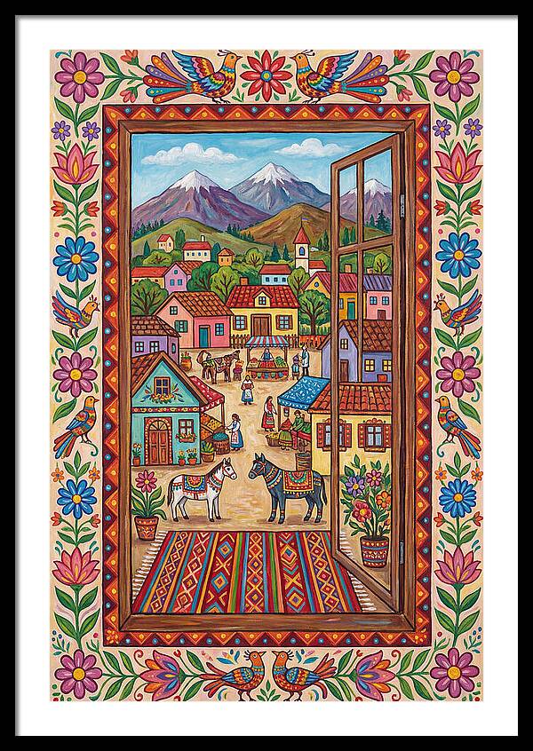 Window View Of A Vibrant Village