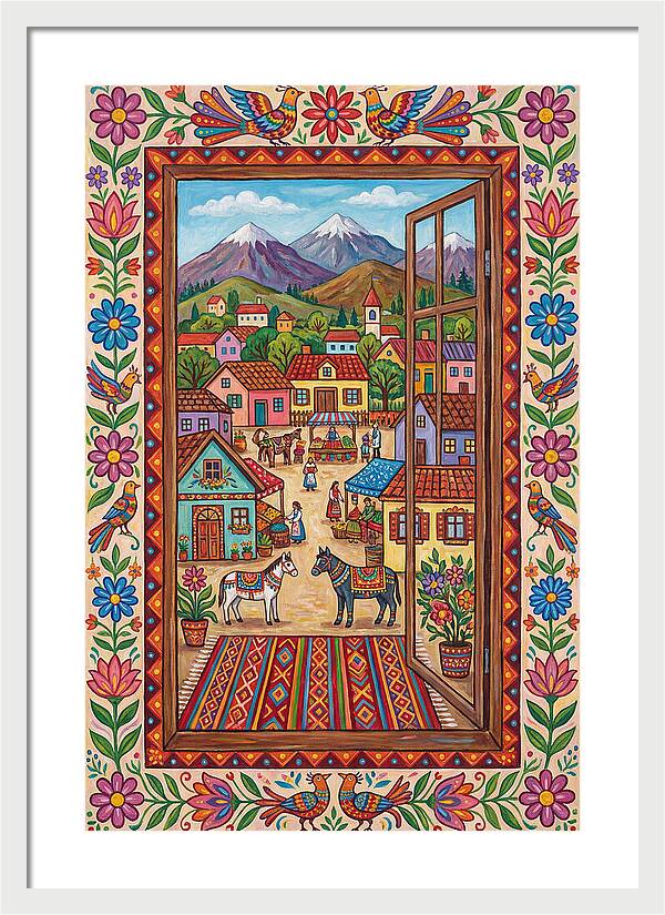 Window View Of A Vibrant Village