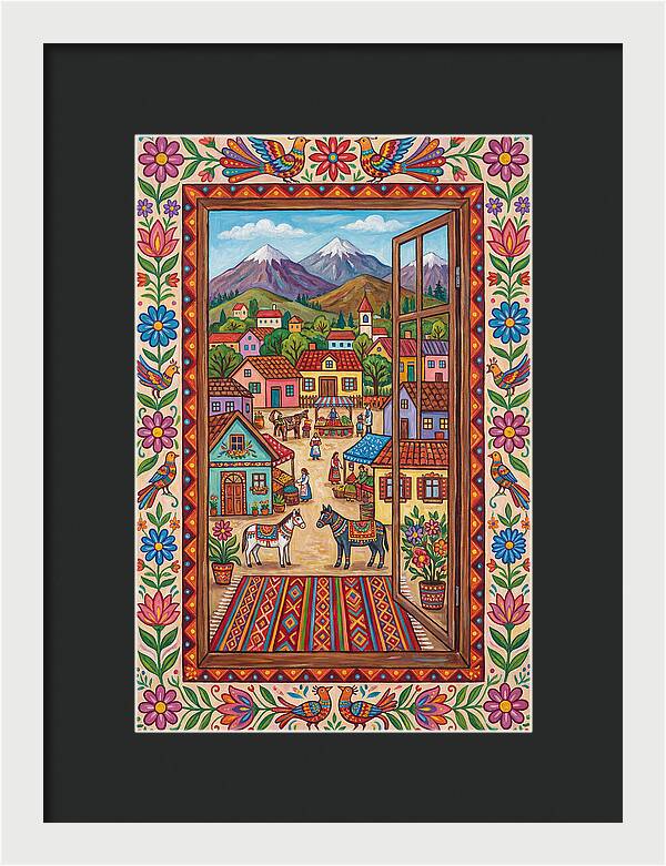 Window View Of A Vibrant Village
