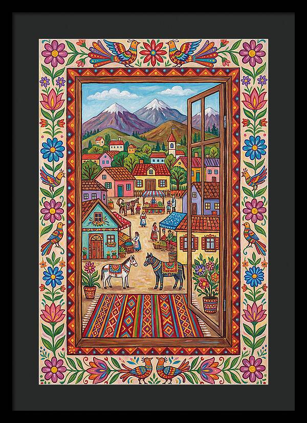 Window View Of A Vibrant Village