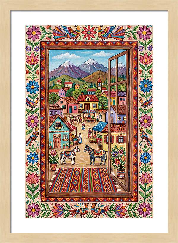 Window View Of A Vibrant Village