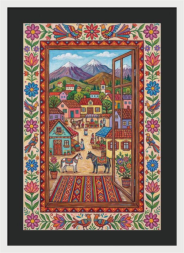 Window View Of A Vibrant Village