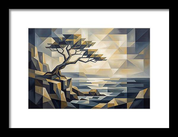 Windswept Tree Clinging To Cliff Edge
