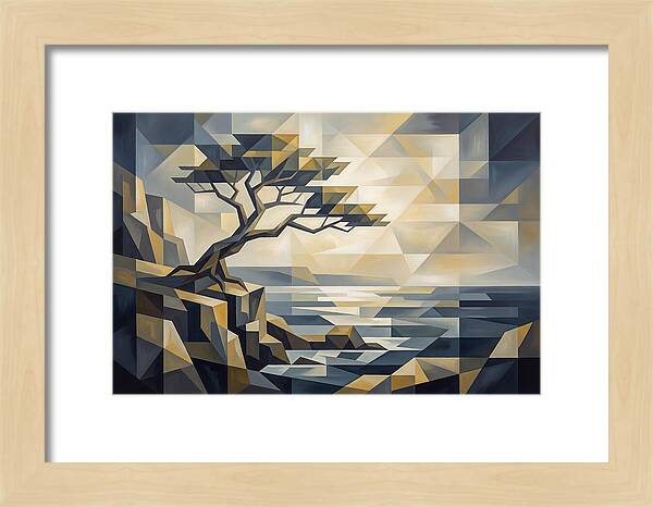 Windswept Tree Clinging To Cliff Edge