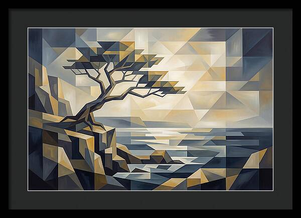 Windswept Tree Clinging To Cliff Edge