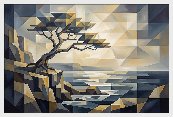 Windswept Tree Clinging To Cliff Edge