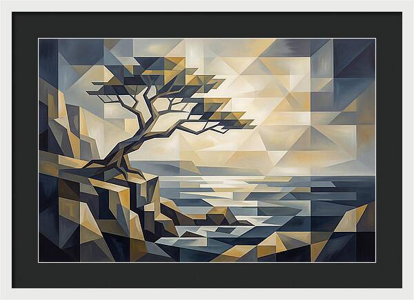 Windswept Tree Clinging To Cliff Edge