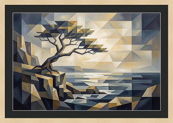 Windswept Tree Clinging To Cliff Edge