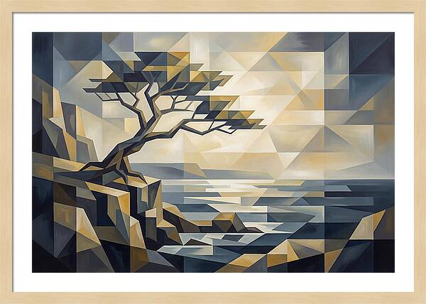 Windswept Tree Clinging To Cliff Edge