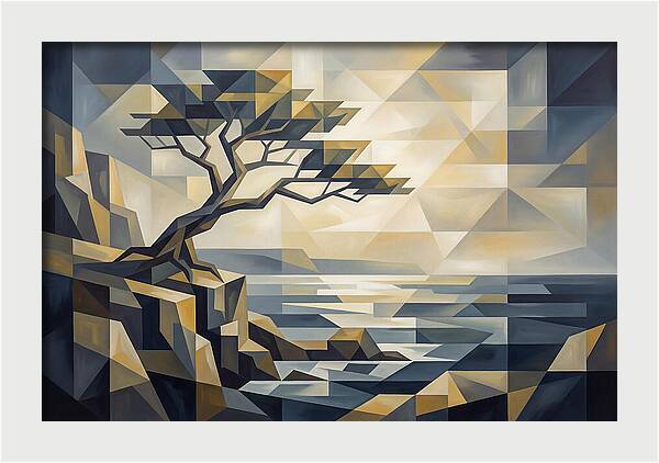 Windswept Tree Clinging To Cliff Edge