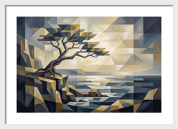 Windswept Tree Clinging To Cliff Edge