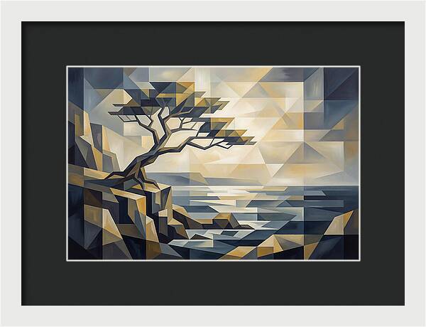 Windswept Tree Clinging To Cliff Edge