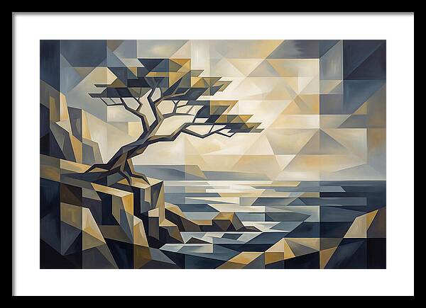 Windswept Tree Clinging To Cliff Edge
