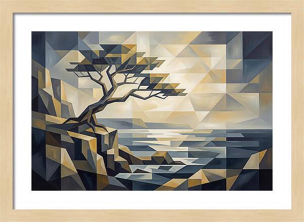 Windswept Tree Clinging To Cliff Edge