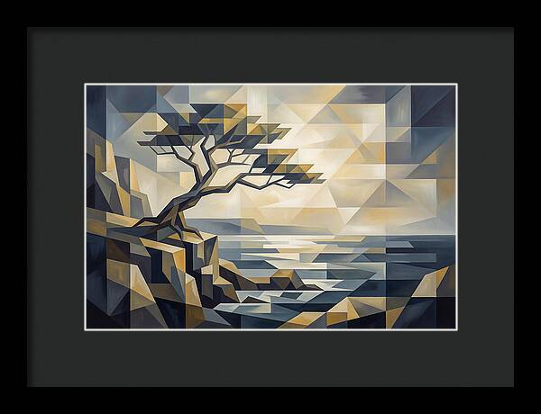 Windswept Tree Clinging To Cliff Edge