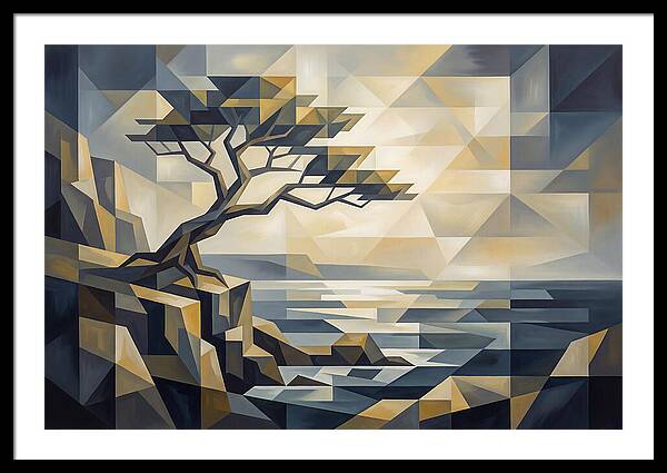 Windswept Tree Clinging To Cliff Edge