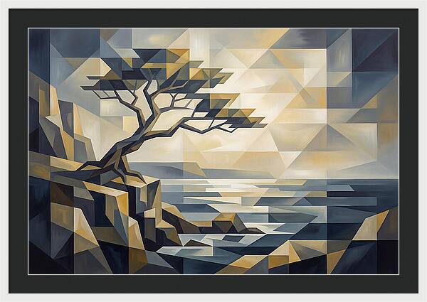Windswept Tree Clinging To Cliff Edge