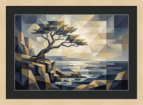 Windswept Tree Clinging To Cliff Edge