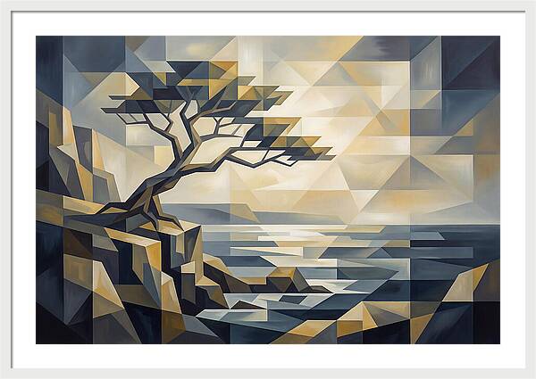 Windswept Tree Clinging To Cliff Edge
