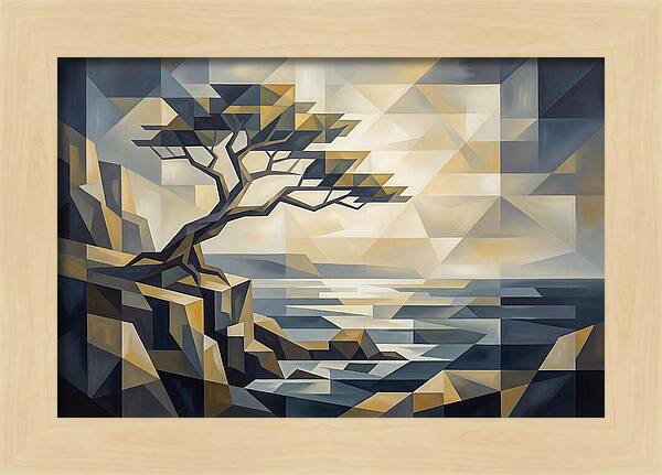 Windswept Tree Clinging To Cliff Edge