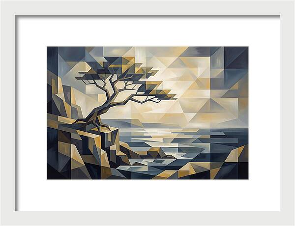 Windswept Tree Clinging To Cliff Edge