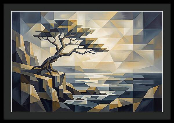 Windswept Tree Clinging To Cliff Edge