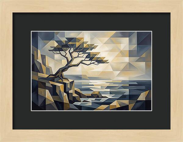 Windswept Tree Clinging To Cliff Edge