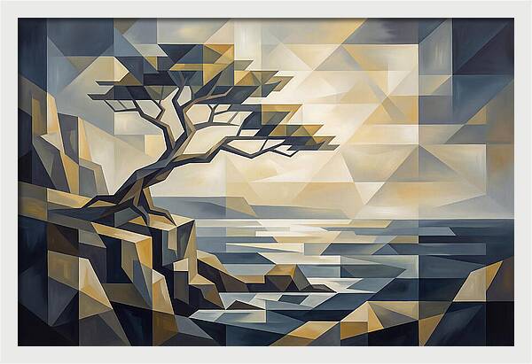 Windswept Tree Clinging To Cliff Edge