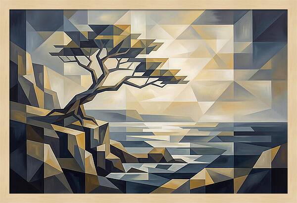 Windswept Tree Clinging To Cliff Edge