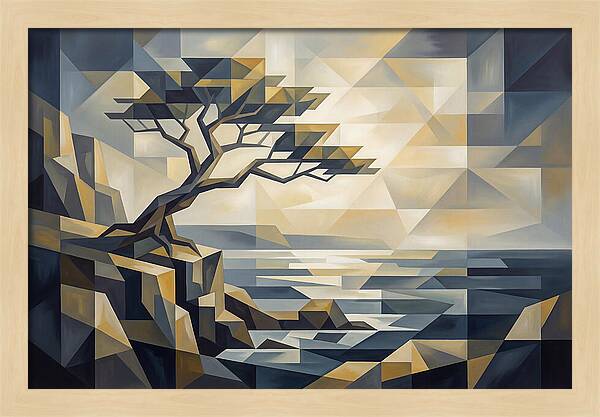 Windswept Tree Clinging To Cliff Edge