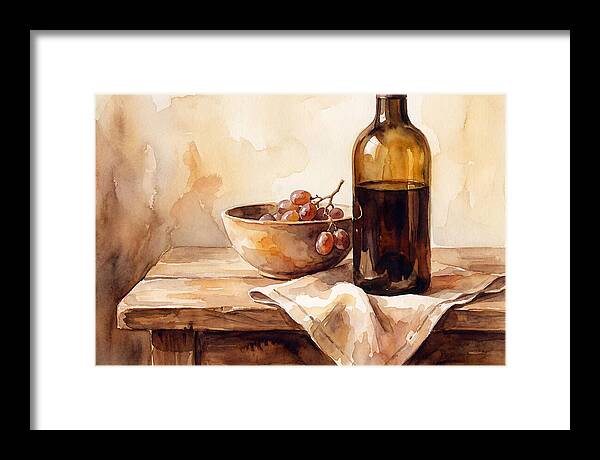 Wine Bottle And Grapes Still Life