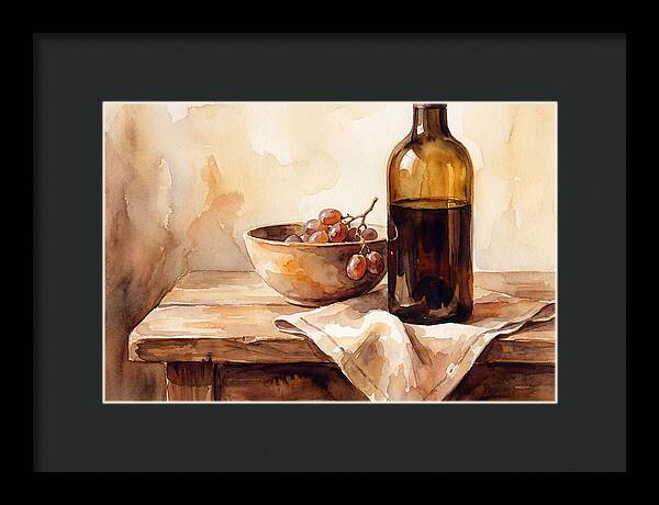 Wine Bottle And Grapes Still Life