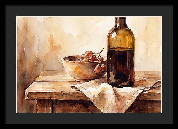 Wine Bottle And Grapes Still Life