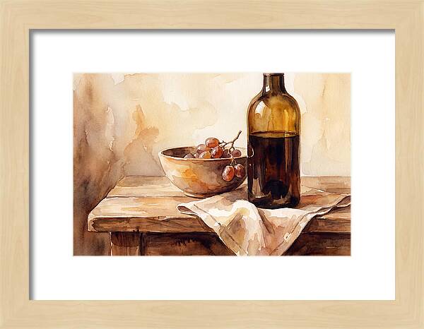 Wine Bottle And Grapes Still Life