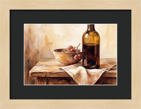 Wine Bottle And Grapes Still Life