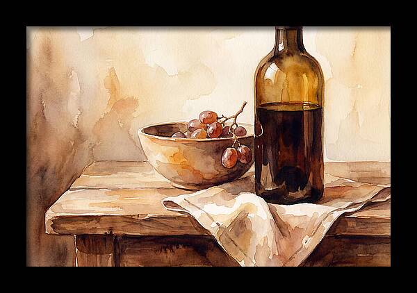 Wine Bottle And Grapes Still Life