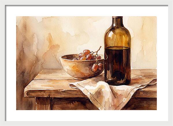 Wine Bottle And Grapes Still Life