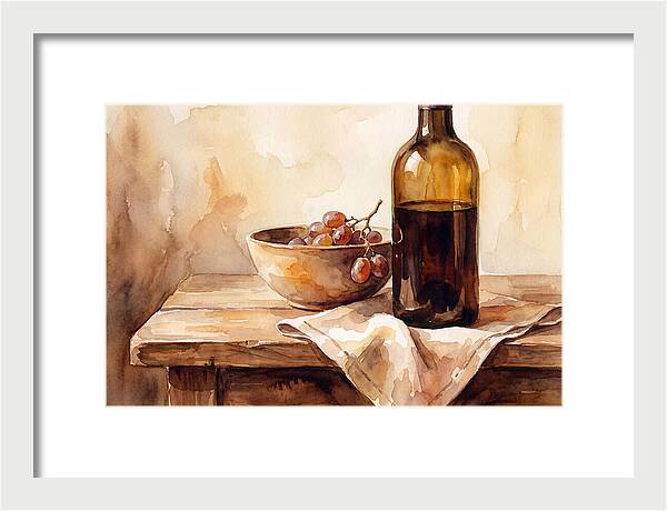 Wine Bottle And Grapes Still Life