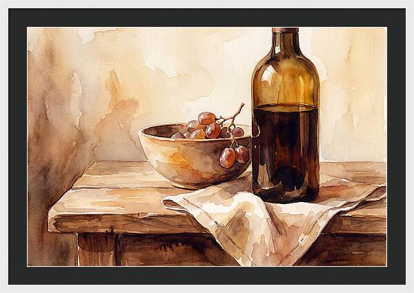 Wine Bottle And Grapes Still Life