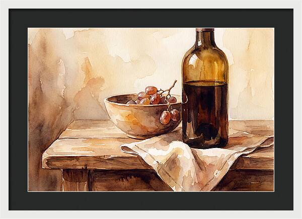 Wine Bottle And Grapes Still Life