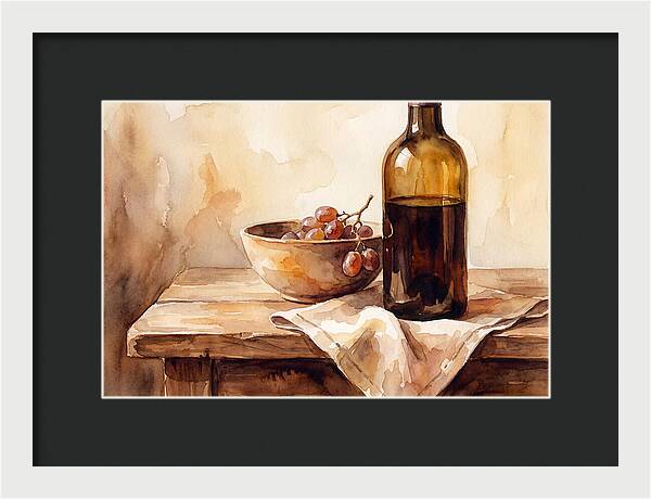 Wine Bottle And Grapes Still Life