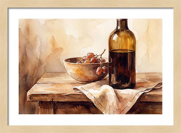 Wine Bottle And Grapes Still Life