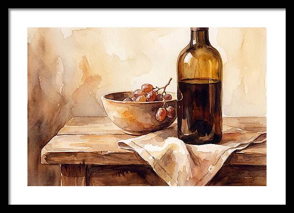 Wine Bottle And Grapes Still Life