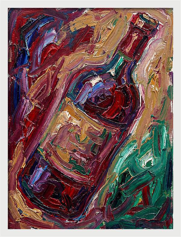 Wine Bottle In Expressionist Style