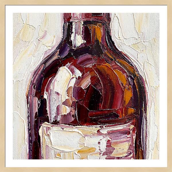 Wine Bottle In Palette Knife Style